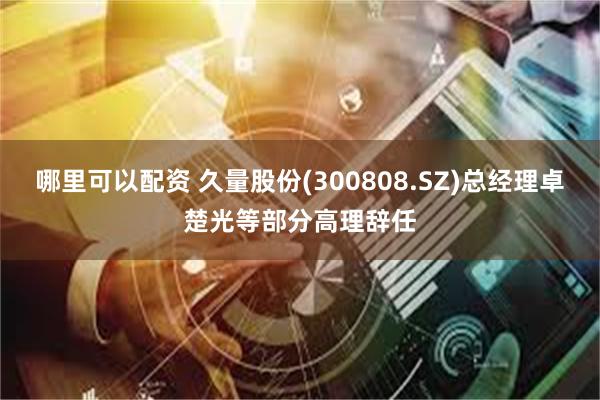 哪里可以配资 久量股份(300808.SZ)总经理卓楚光等部分高理辞任