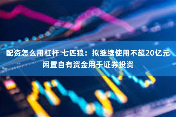 配资怎么用杠杆 七匹狼：拟继续使用不超20亿元闲置自有资金用于证券投资